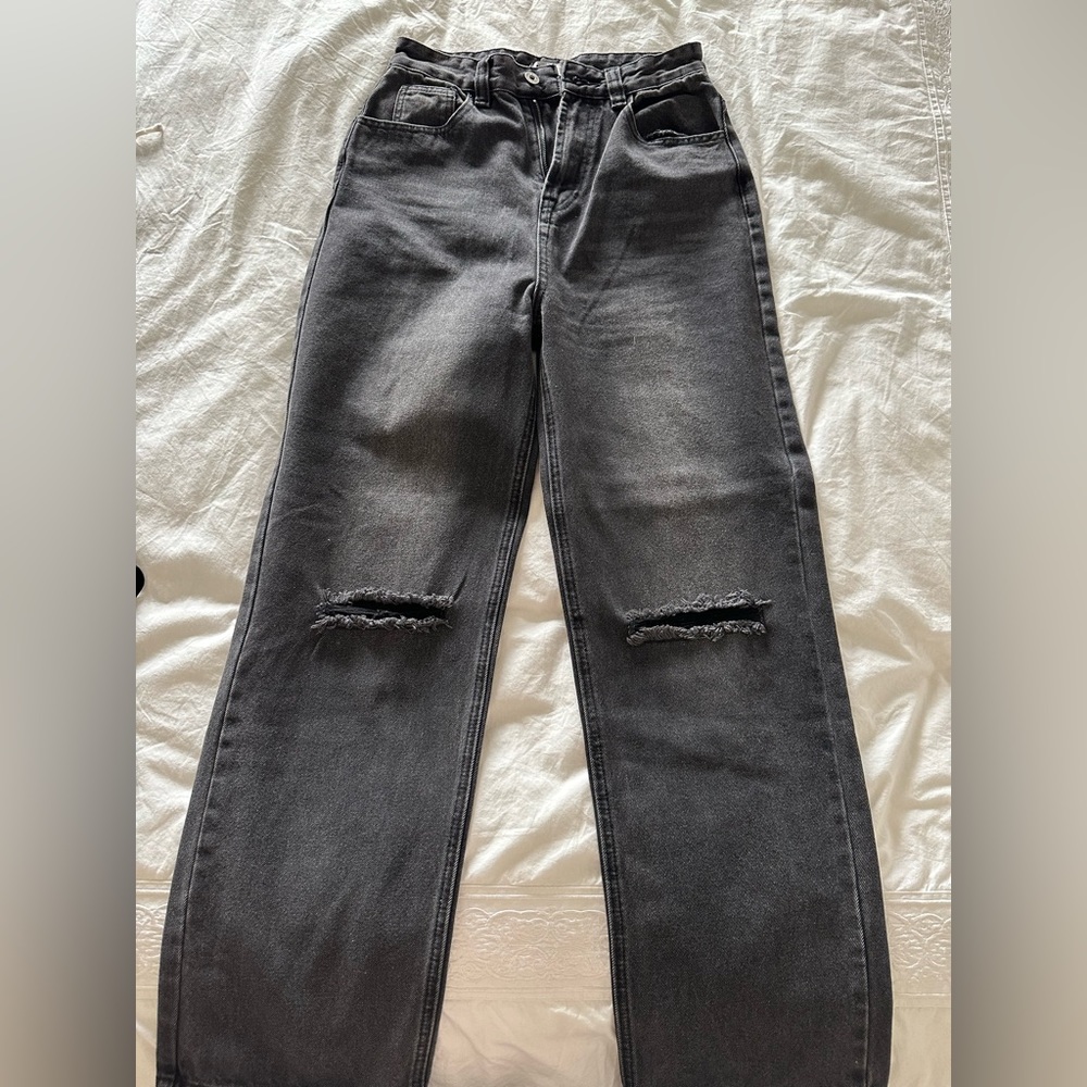 Beginning Boutique Wide-Leg Jeans Black